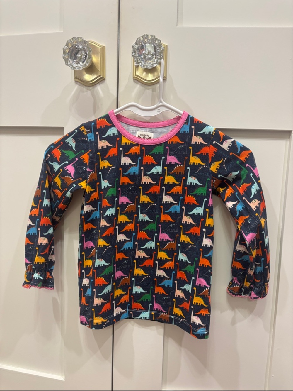 The Oaks: Navy Multicolor Dino Print Long-Sleeve Top